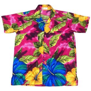 VHO Floral Button Down‎ Hawaiian Shirt Adult Size XL